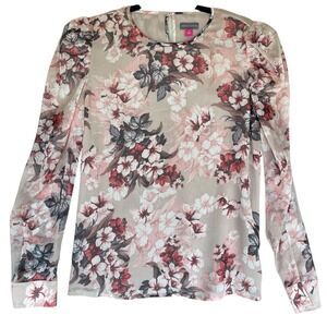 Vince Camuto Shirt‎ Womens S Pink Floral Blouse Cottagecore Feminine Romantic